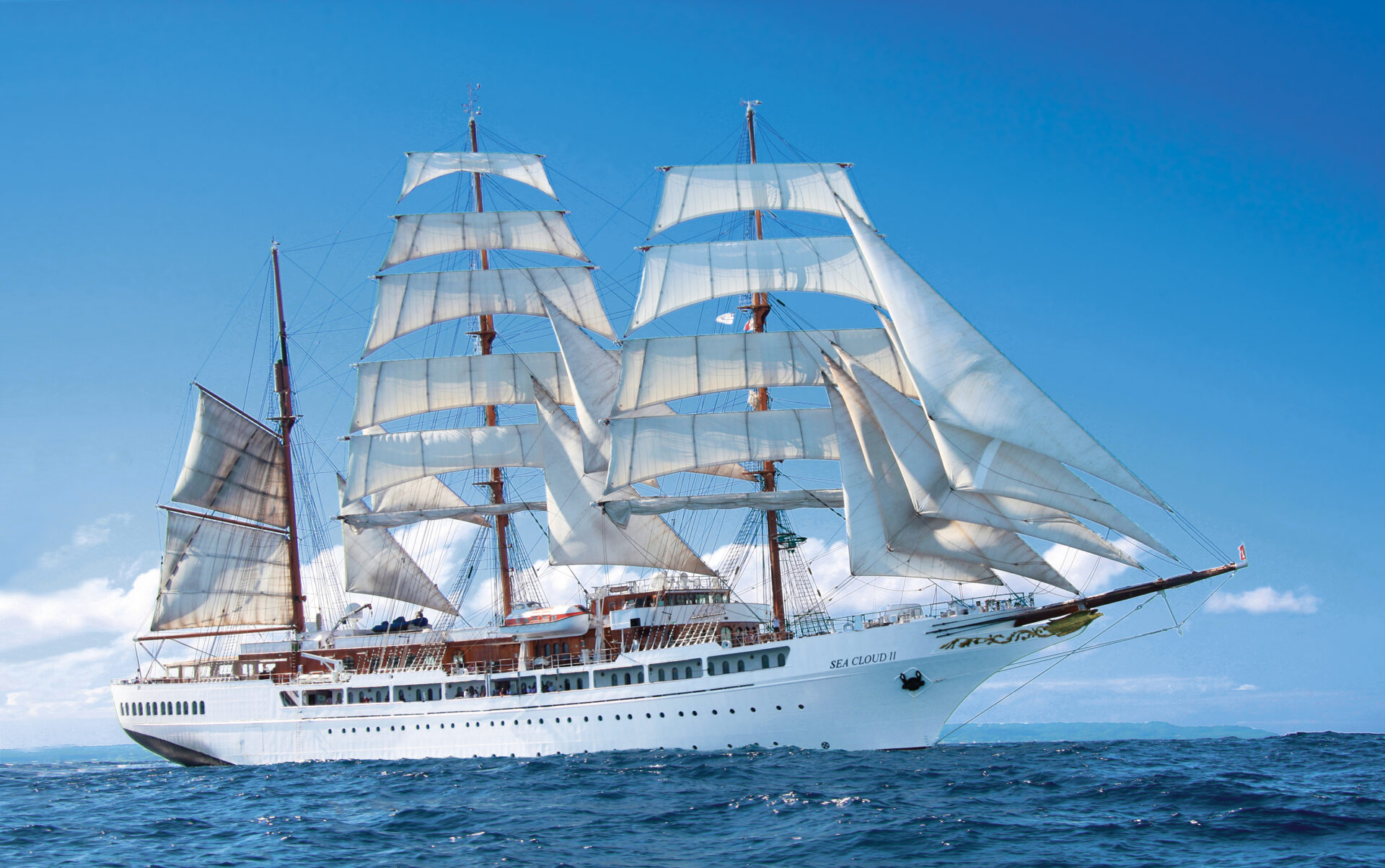White tall masted ship